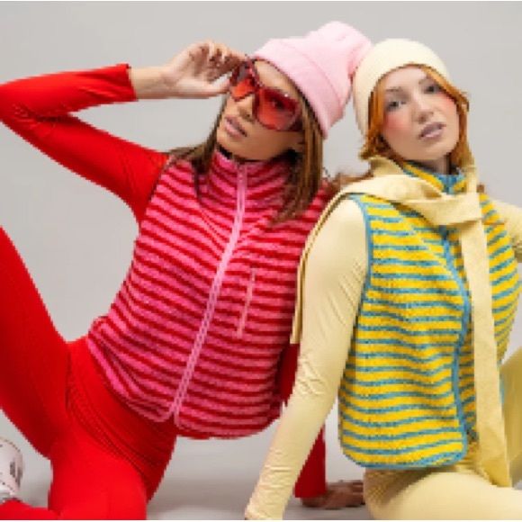 Striped Yellow and Blue Fleece Vest - Picture 4 of 10